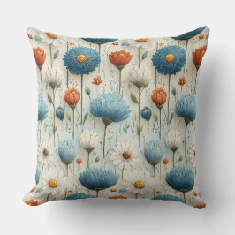 Blaue Orange Wildblumen Blumen Kissen