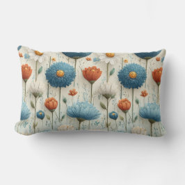 Blaue Orange Wilde Blume Floral Lendenkissen