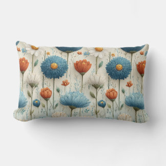 Blaue Orange Wilde Blume Floral Lendenkissen