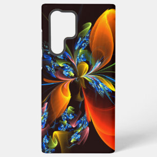Blaue Orangefarbene Blumen Moderne Abstrakte Kunst Samsung Galaxy Hülle