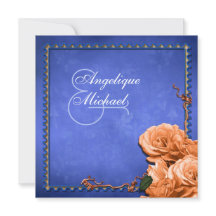 Blaue orangefarbene Hochzeit Vintage-Rose