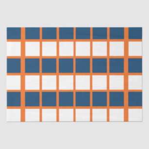 Blaue Orangen karierte Quadrate Geburtstag Seidenpapier