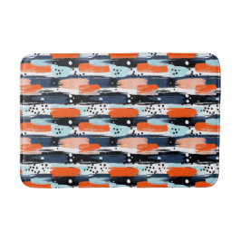 Blaue Orangen Pinselstriche Abstraktes Muster Badematte