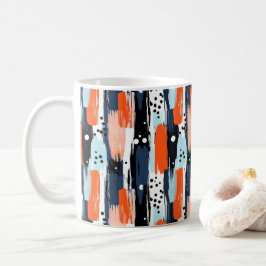 Blaue Orangen Pinselstriche Abstraktes Muster Kaffeetasse