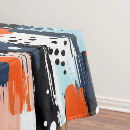 Blaue Orangen Pinselstriche Abstraktes Muster Tischdecke