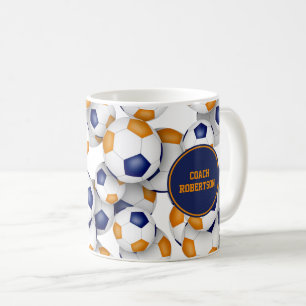 blaue orangene Fußballmannschaftsfarben Name des T Kaffeetasse
