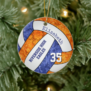 Blaue Orangenmädchen Volleyballmannschaft Memento Keramik Ornament