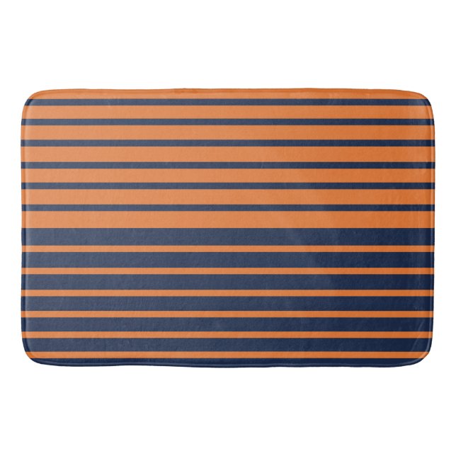 Blaue Orangenmatte mit horizontalem Streifen Badematte (Vorderseite)