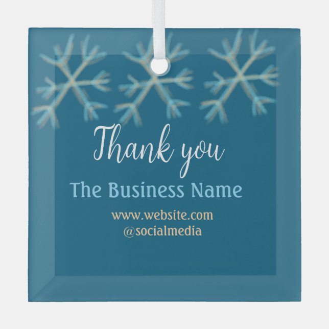 Blaue Orangenschneeflocken geben den Namen Weihnac Ornament Aus Glas (Vorderseite)