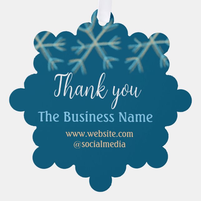 Blaue Orangenschneeflocken geben den Namen Weihnac Ornament Karte (Vorderseite)