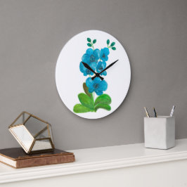 Blaue Orchidee Große Wanduhr