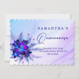 Blaue Orchidee Quinceañera Dankeskarten Einladung