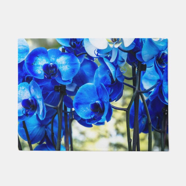 Blaue Orchideen Fußmatte (Vorderseite)