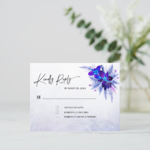 Blaue Orchideen Hochzeit RSVP Postkarte