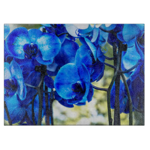 Blaue Orchideen Schneidebrett