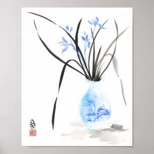 Blaue Orchideen Serenität Poster