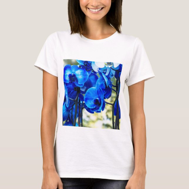 Blaue Orchideen T-Shirt (Vorderseite)