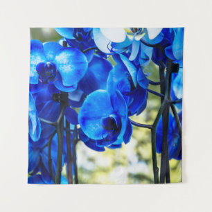 Blaue Orchideen Wandteppich