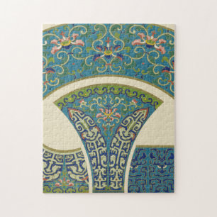 Blaue Orientale-Entwürfe mit lächelnden Gesichtern Puzzle