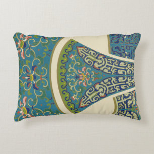 Blaue Orientalische Designs mit lächelnden Gesicht Dekokissen