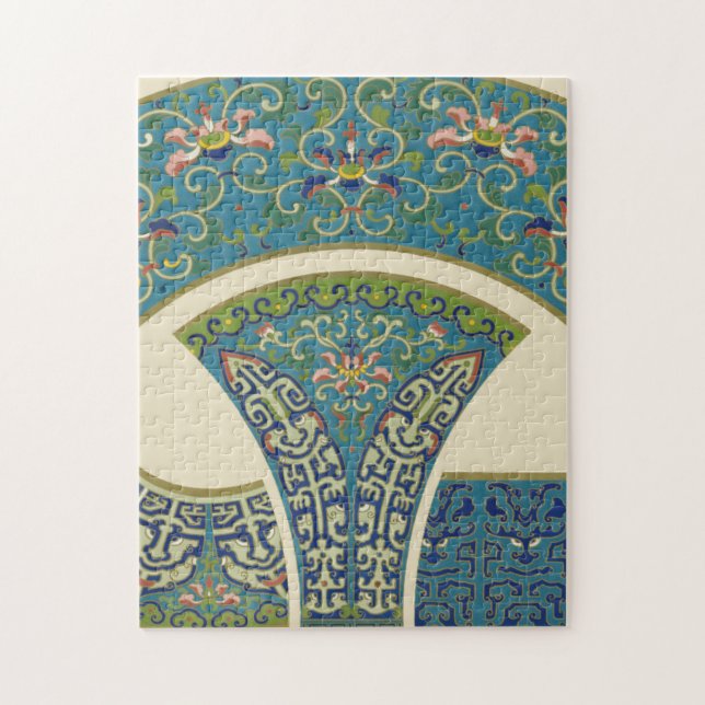 Blaue Orientalische Designs mit lächelnden Gesicht Puzzle (Vertikal)