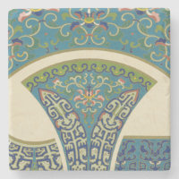 Blaue Orientalische Designs mit lächelnden Gesicht