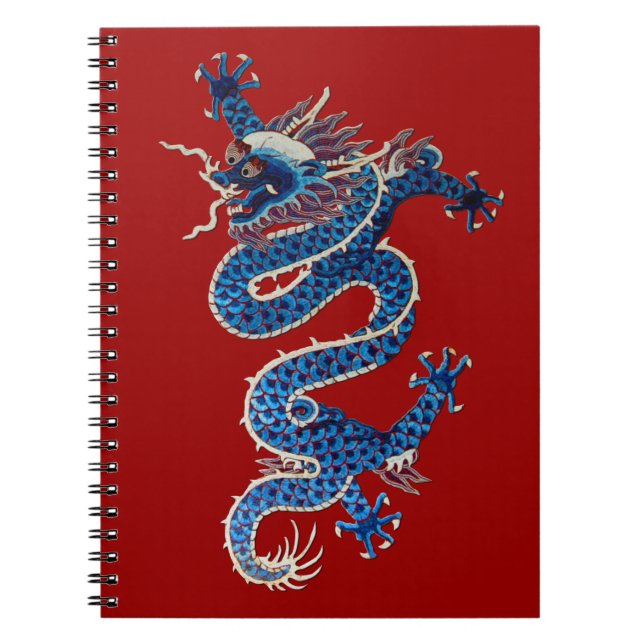 Blaue orientalische Drache antike chinesische Stic Notizblock (Vorderseite)