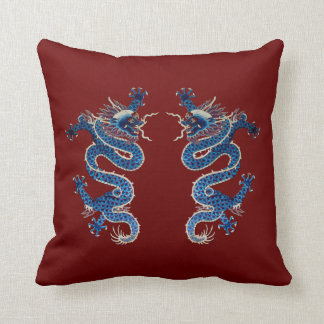 Blaue orientalische Dracheantike Chinesestickerei Kissen