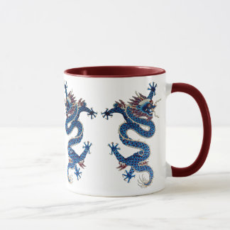 Blaue orientalische Dracheantike Chinesestickerei Tasse