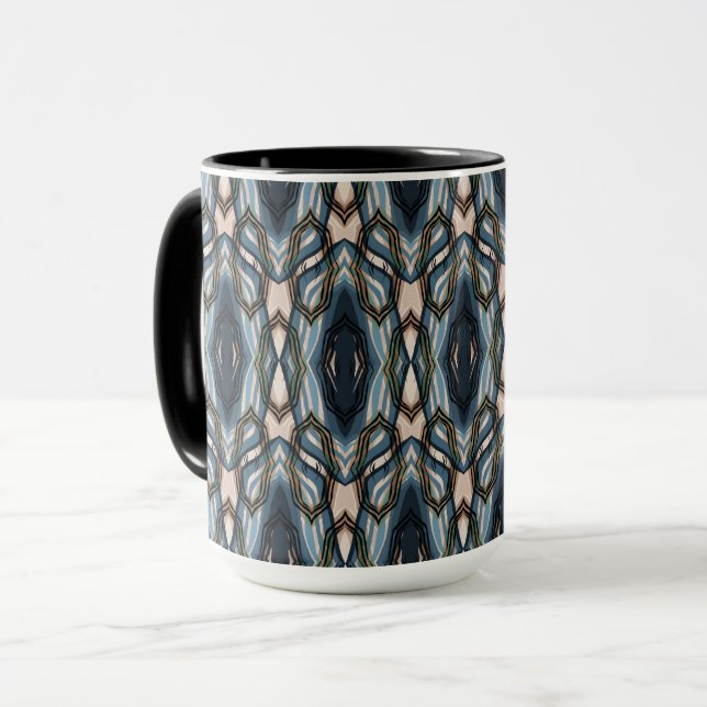 Blaue Orientalische Geometrie Tasse (Vorderseite Links)