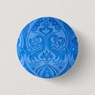 Blaue Orientalische Pfauen Vögel Button