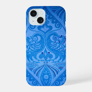 Blaue Orientalische Pfauen Vögel iPhone 15 Hülle