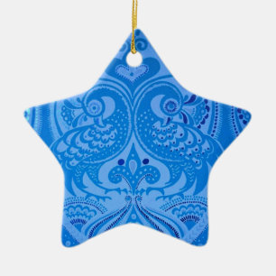 Blaue Orientalische Pfauen Vögel Keramik Ornament