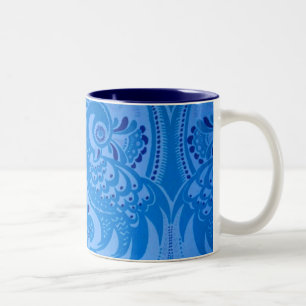 Blaue Orientalische Pfauen Vögel Zweifarbige Tasse