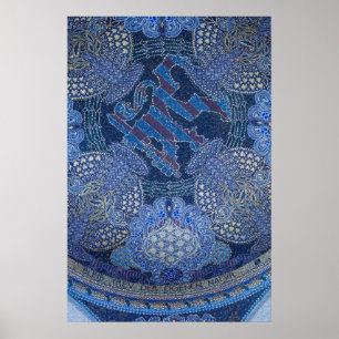 Blaue ornamentale Mosaikkunst, Deutschland Poster