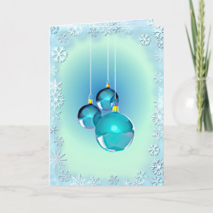 BLAUE ORNAMENTS & SNOWFLAKEN VON SHARON SHARPE FEIERTAGSKARTE