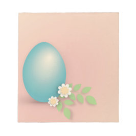 Blaue Osterei bei Blume und Blätter Notizblock