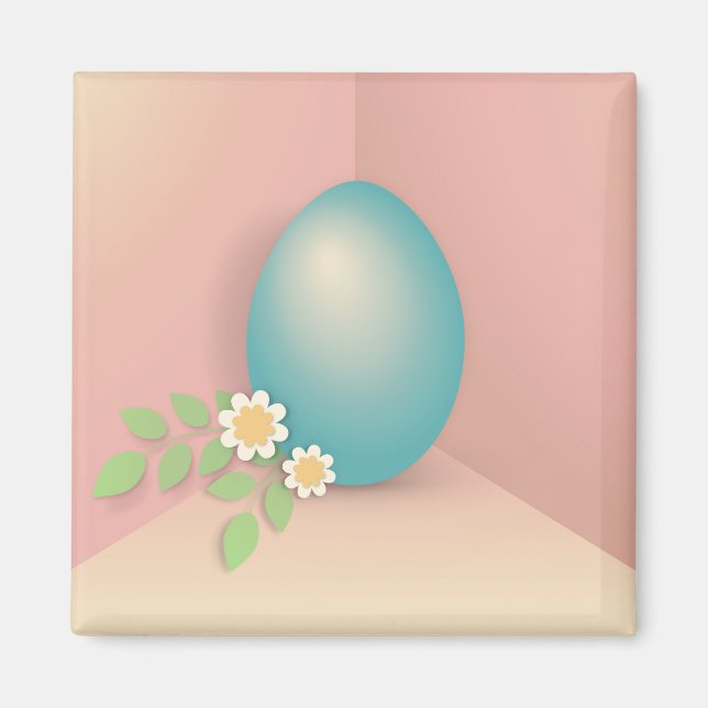 Blaue Osterei in Rosa Magnet (Vorne)