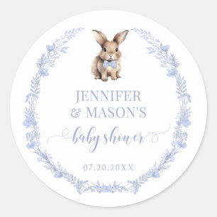 Blaue Ostern Hasen Häschen Baby Junge Shower Aufkl Runder Aufkleber