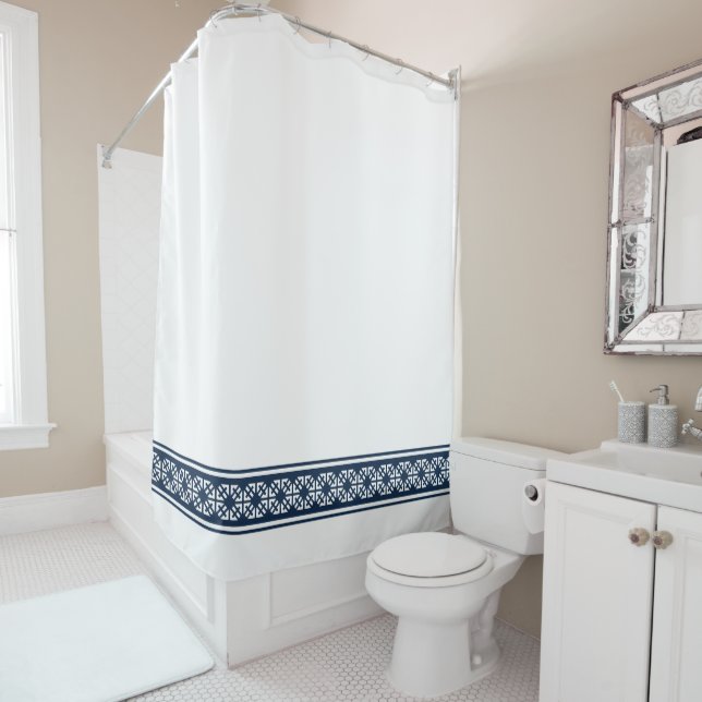 Blaue Ostgrenze für Navy in benutzerdefinierter Fa Duschvorhang (Beispiel)