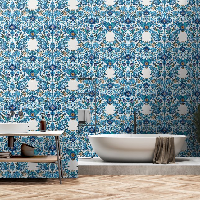 Blaue ottomanische China Tiles Tapete (Badezimmer)