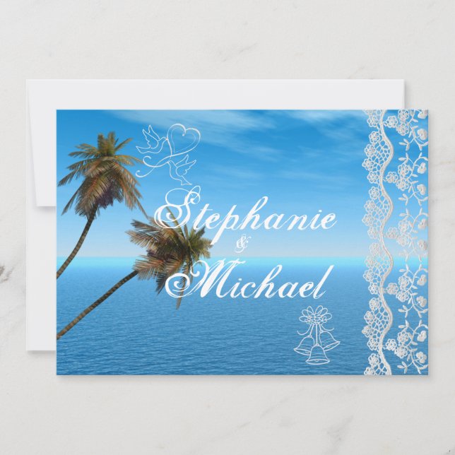 Blaue Ozean-Hochzeits-Einladung Einladung (Vorderseite)