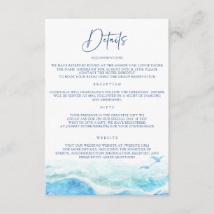 Blaue Ozean Hochzeitsinformationskarten Begleitkarte