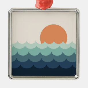 Blaue Ozeane bei Sonnenuntergang Ornament Aus Metall