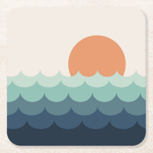 Blaue Ozeane bei Sonnenuntergang Rechteckiger Pappuntersetzer