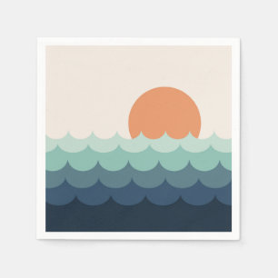 Blaue Ozeane bei Sonnenuntergang Serviette