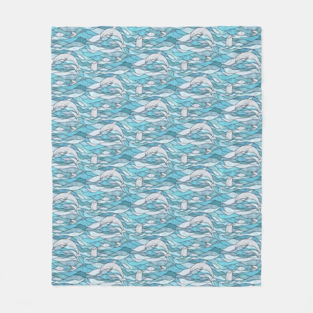 Blaue Ozeanklumpen Fleecedecke (Vorderseite)