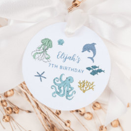 Blaue Ozeankreatur Geburtstagspartei Geschenkanhänger