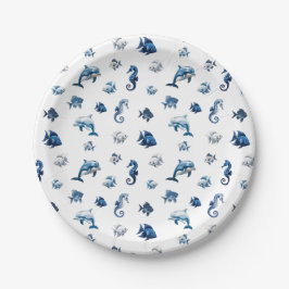 Blaue Ozeankreaturen von Wedgewood! Pappteller