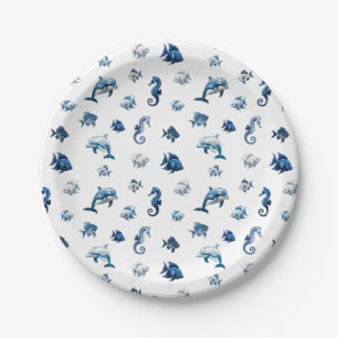 Blaue Ozeankreaturen von Wedgewood! Pappteller